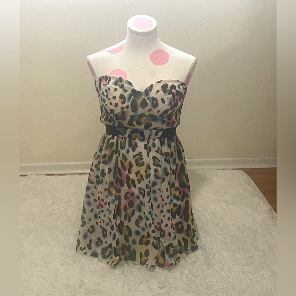 Rainbow animal print dress - size medium